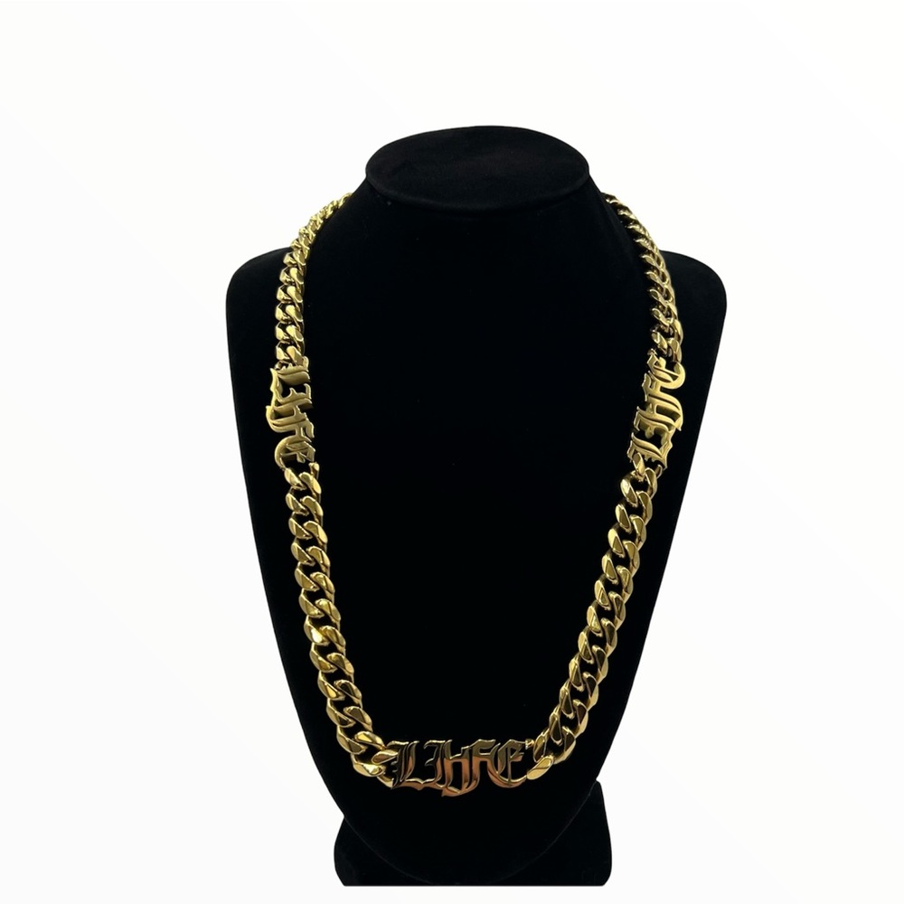 Cuban link chain (LIFE) initials Kanye style.